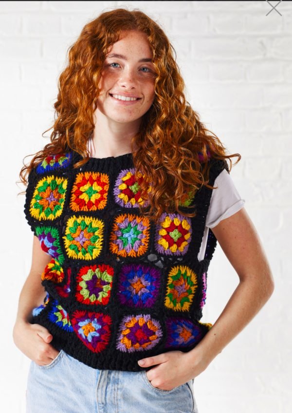 Crochet rainbow vest