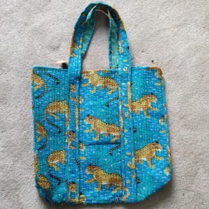 Large Blue Leopard Bag