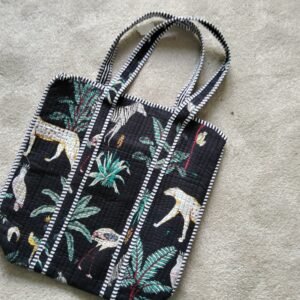 Black Animal Print Large Bag