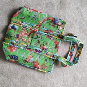 Green Bird Print Large Bag
